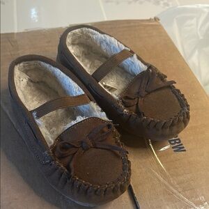 Target Brown Moccasins with Suede Leather and Fuzzy Lining